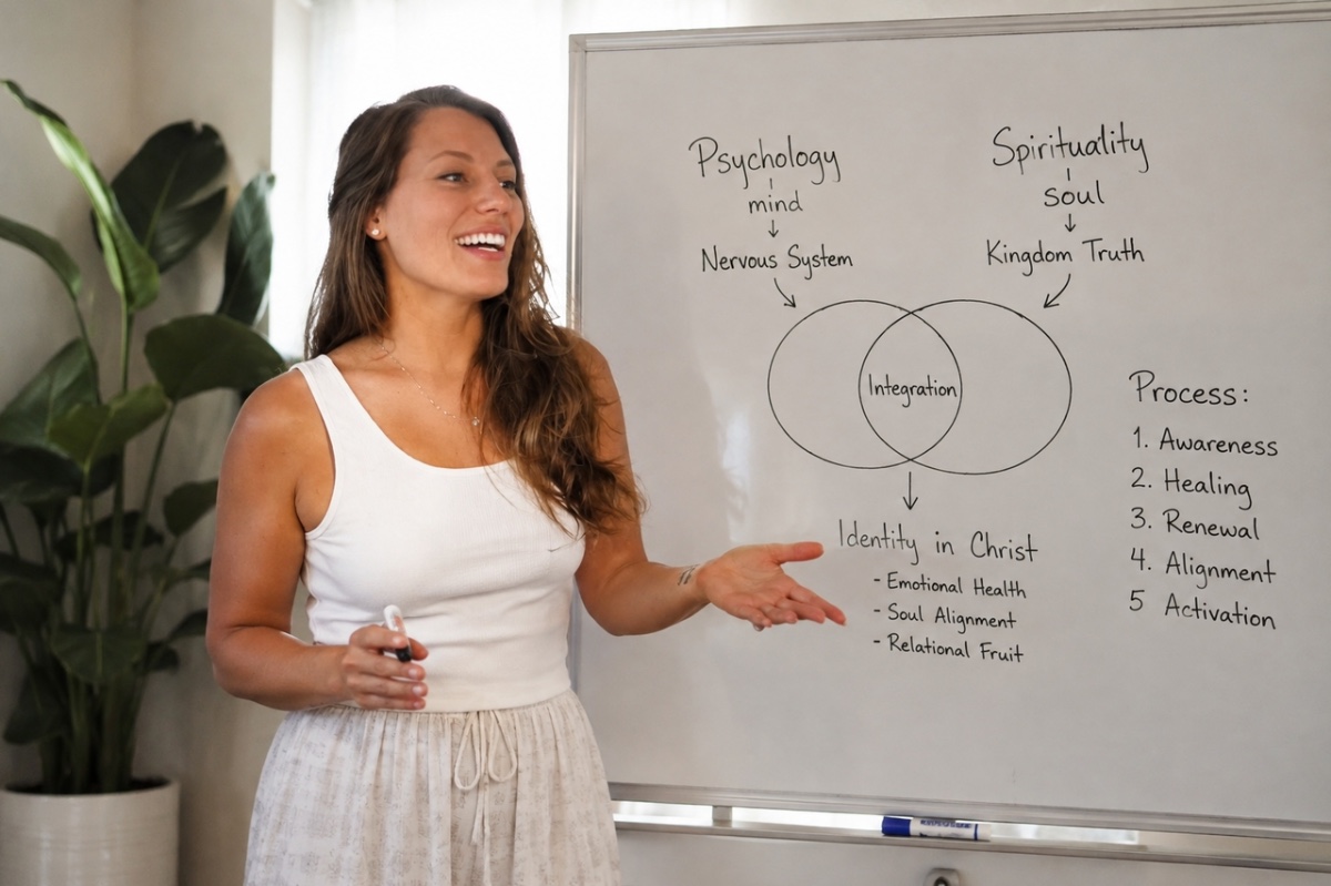 Melissa teaching the method: psychology and spirituality integrated into identity in Christ